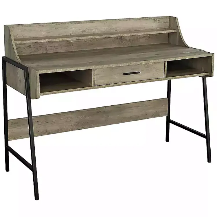 Kirklands Home Wood & Black Metal Tall Back Desk Brown Best