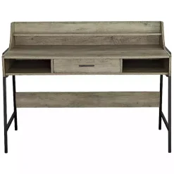 Kirklands Home Wood & Black Metal Tall Back Desk Brown Best