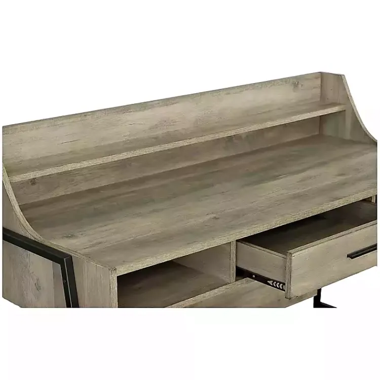 Kirklands Home Wood & Black Metal Tall Back Desk Brown Best