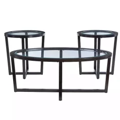 Kirklands Home Wood & Glass Top 3-pc. Table Set Brown Best