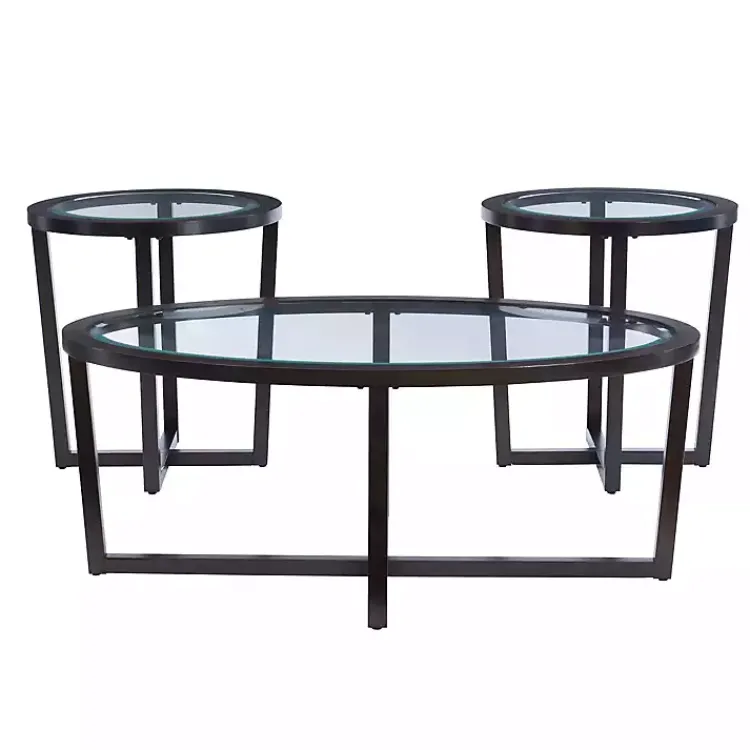 Kirklands Home Wood & Glass Top 3-pc. Table Set Brown Best