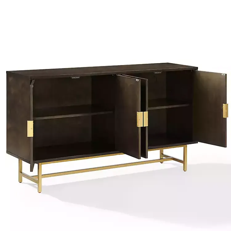 Kirklands Home Wood & Gold Metal Sideboard Brown