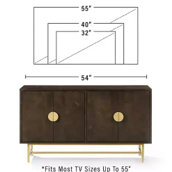 Kirklands Home Wood & Gold Metal Sideboard Brown