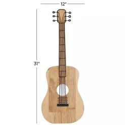 Kirklands Home Brown Wood Acoustic Guitar Wall Plaque