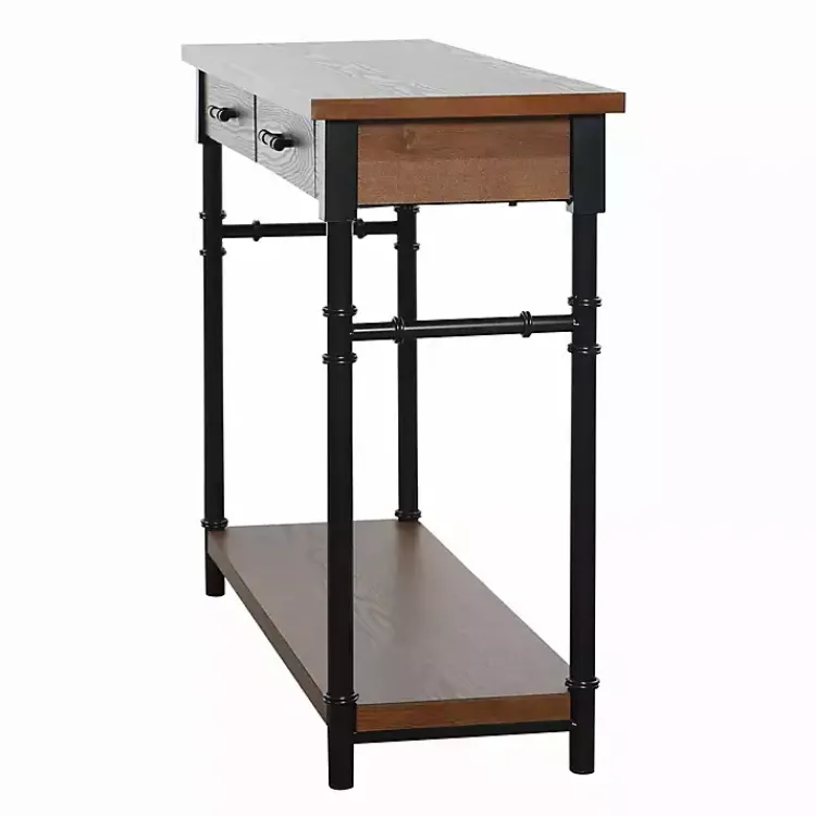 Kirklands Home Brown Wood and Black Metal Ruth Console Table Outlet
