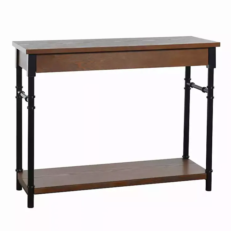 Kirklands Home Brown Wood and Black Metal Ruth Console Table Outlet