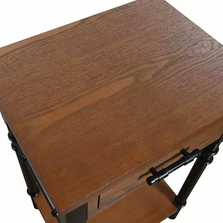 Kirklands Home Brown Wood and Black Metal Ruth Accent Table Best