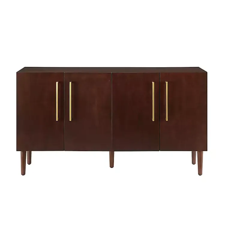 Kirklands Home Brown Wood and Gold 4-Door Cabinet New