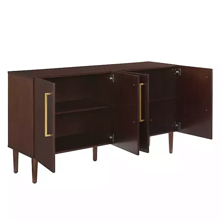 Kirklands Home Brown Wood and Gold 4-Door Cabinet New