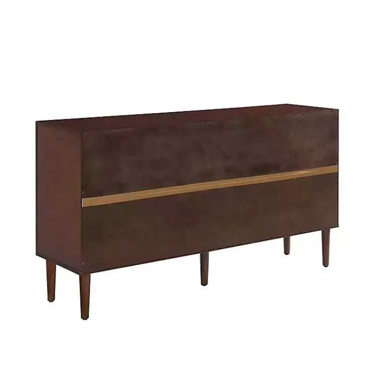 Kirklands Home Brown Wood and Gold 4-Door Cabinet New