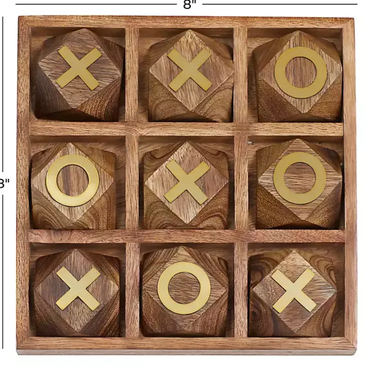 Decorative Accents>Kirklands Home Wood and Gold Tic Tac Toe Game Set Brown