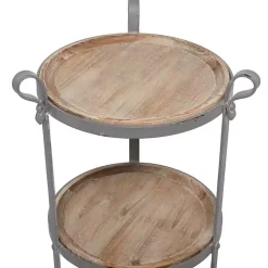 Kirklands Home Brown Wood and Metal 3-Tier Side Table Gray Hot