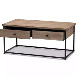 Kirklands Home Wood and Metal 2-Drawer Coffee Table Brown