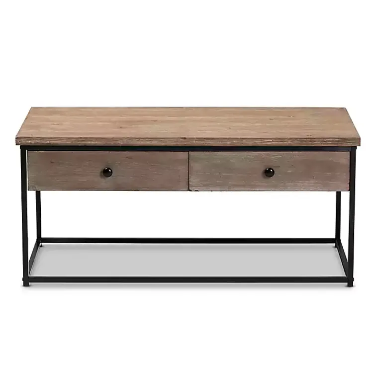 Kirklands Home Wood and Metal 2-Drawer Coffee Table Brown
