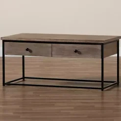 Kirklands Home Wood and Metal 2-Drawer Coffee Table Brown