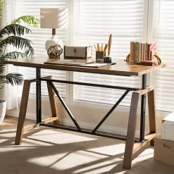 Kirklands Home Brown Wood and Metal Linear Base Desk Hot