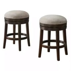 Kirklands Home Brown Wood Backless Swivel 2-pc. Counter Stool Set Gray Best