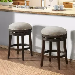 Kirklands Home Brown Wood Backless Swivel 2-pc. Counter Stool Set Gray Best