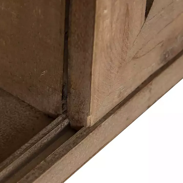 Kirklands Home Wood Barn Door 5-Shelf Wall Cabinet Brown Clearance