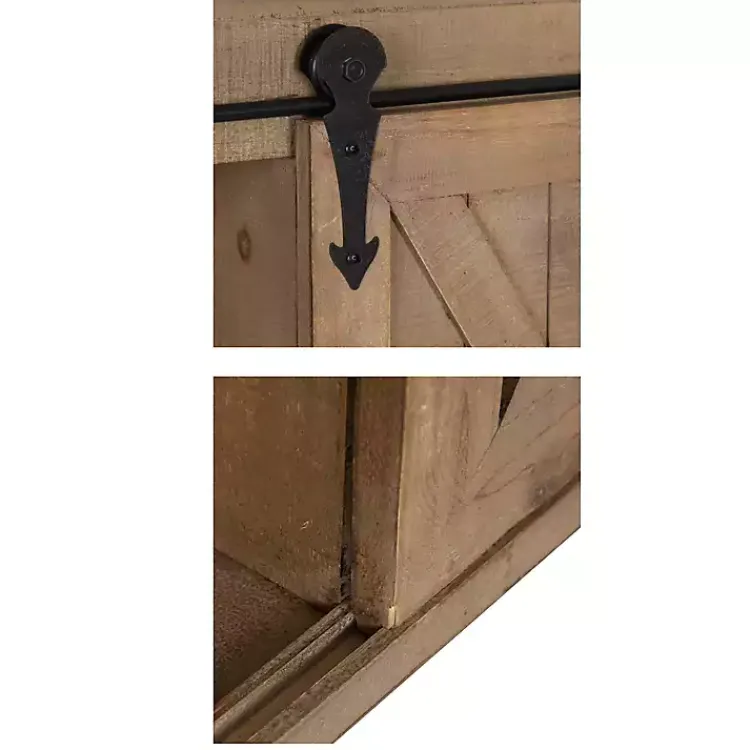 Kirklands Home Wood Barn Door 5-Shelf Wall Cabinet Brown Clearance