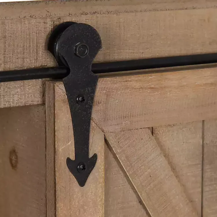 Kirklands Home Wood Barn Door 5-Shelf Wall Cabinet Brown Clearance