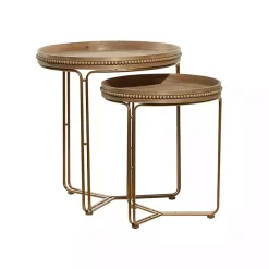 Kirklands Home Wood Beaded Nesting Side Tables, Set of 2 Brown Best