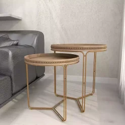 Kirklands Home Wood Beaded Nesting Side Tables, Set of 2 Brown Best