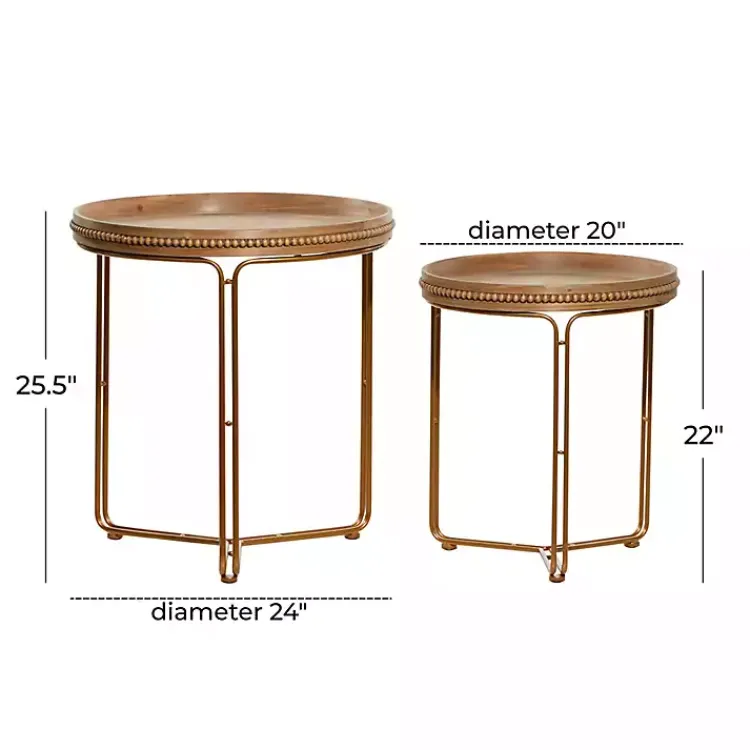 Kirklands Home Wood Beaded Nesting Side Tables, Set of 2 Brown Best
