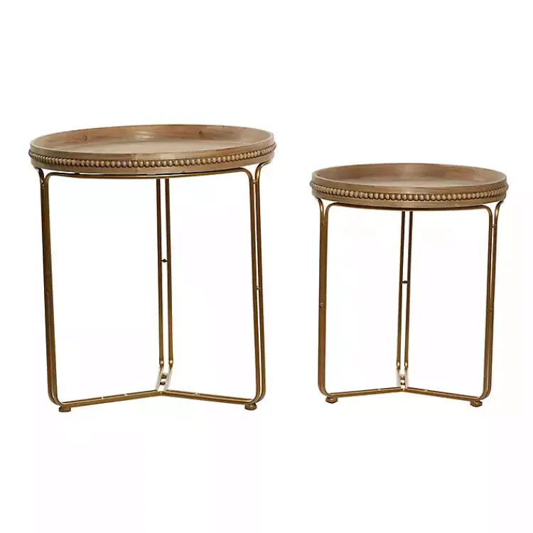 Kirklands Home Wood Beaded Nesting Side Tables, Set of 2 Brown Best