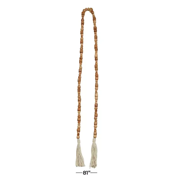 Decorative Accents>Kirklands Home Wood Beads Cream Tassel Garland Brown