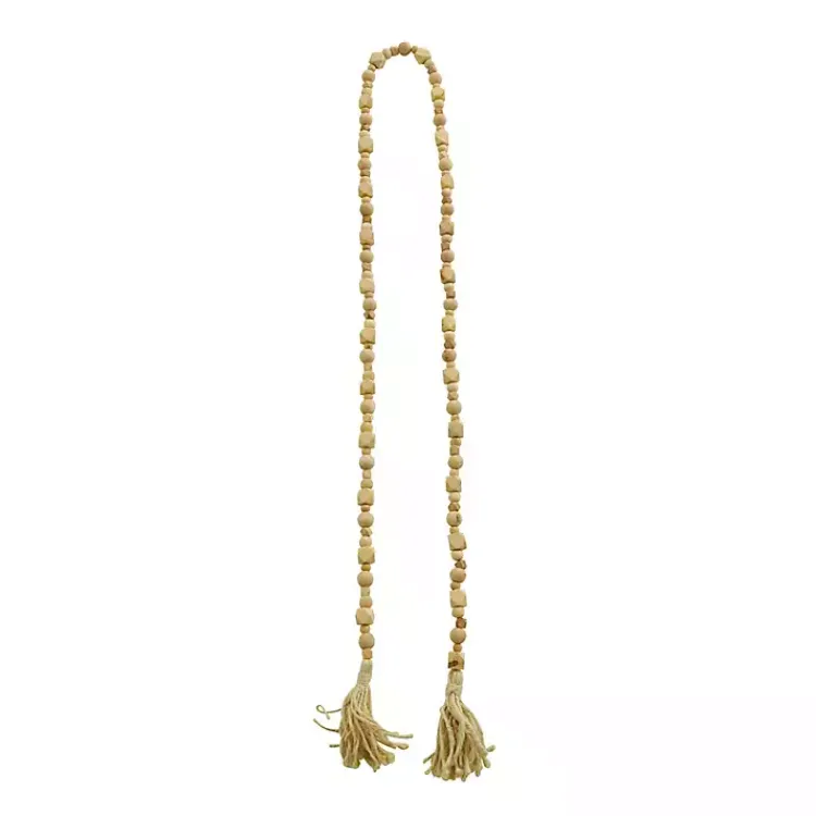 Decorative Accents>Kirklands Home Wood Beads Cream Tassel Garland Brown