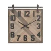 Kirklands Home Brown Wood Black Metal Accent Square Wall Clock Discount