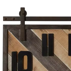 Kirklands Home Brown Wood Black Metal Accent Square Wall Clock Discount