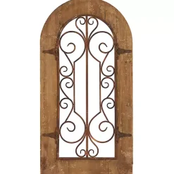 Kirklands Home Wood Black Metal Scrollwork Wall Plaque Brown Hot