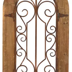 Kirklands Home Wood Black Metal Scrollwork Wall Plaque Brown Hot