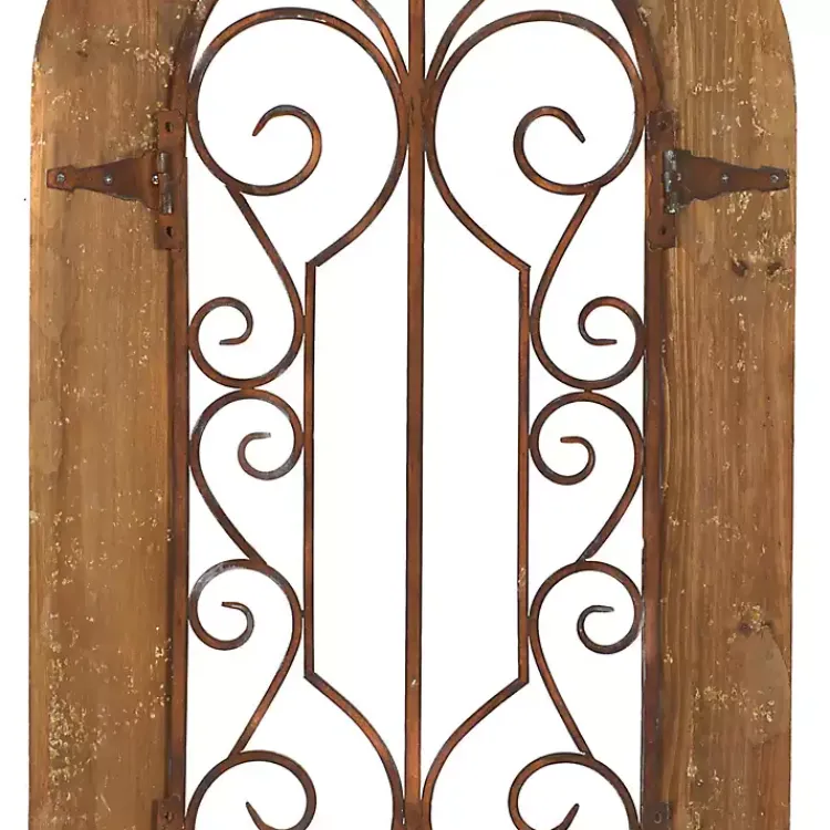 Kirklands Home Wood Black Metal Scrollwork Wall Plaque Brown Hot