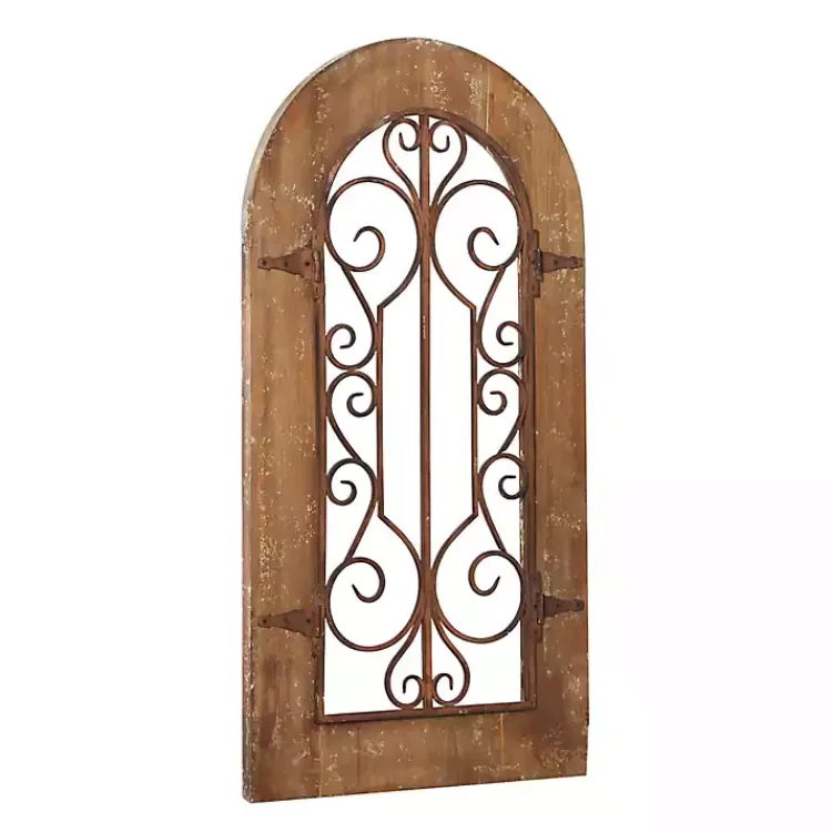 Kirklands Home Wood Black Metal Scrollwork Wall Plaque Brown Hot