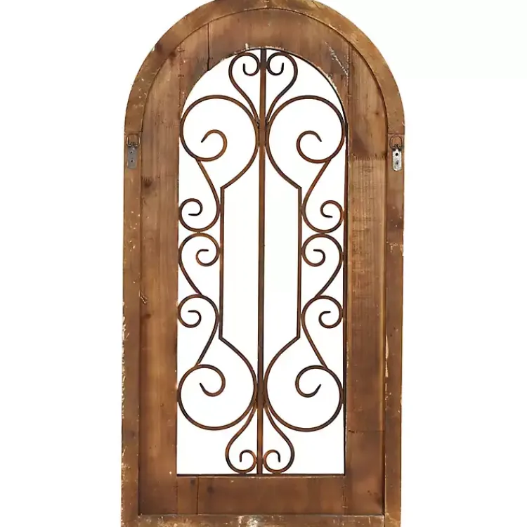Kirklands Home Wood Black Metal Scrollwork Wall Plaque Brown Hot