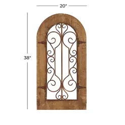 Kirklands Home Wood Black Metal Scrollwork Wall Plaque Brown Hot