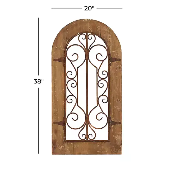 Kirklands Home Wood Black Metal Scrollwork Wall Plaque Brown Hot