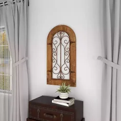 Kirklands Home Wood Black Metal Scrollwork Wall Plaque Brown Hot