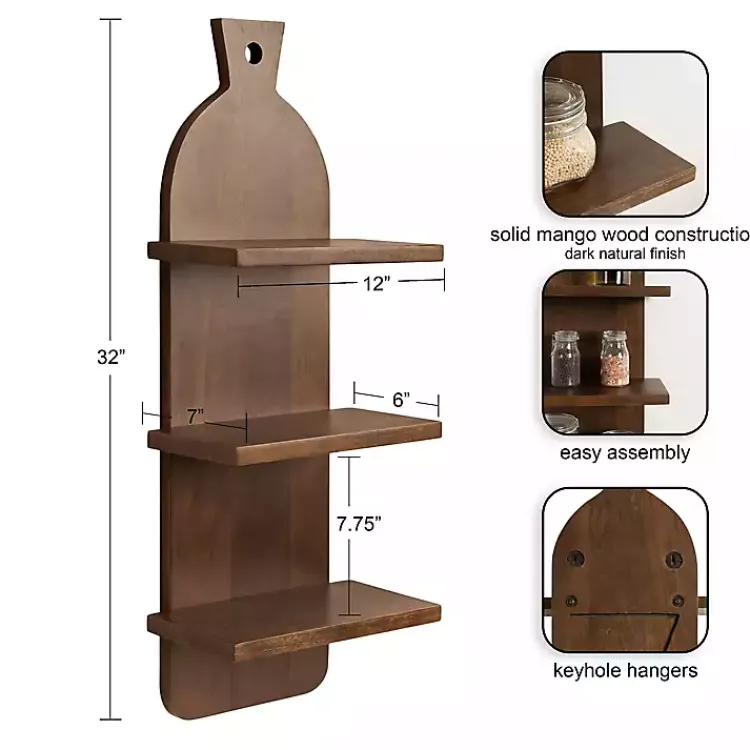 Kirklands Home Brown Wood Board Tiered Wall Shelf Online