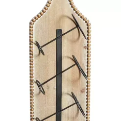 Kirklands Home Brown Wood Bottle Frame Metal Bracket Wine Holder