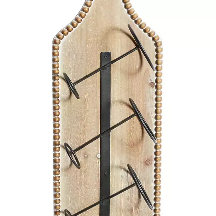 Kirklands Home Brown Wood Bottle Frame Metal Bracket Wine Holder