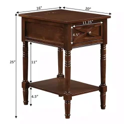 Kirklands Home Wood Charging Traditional Accent Table Brown New