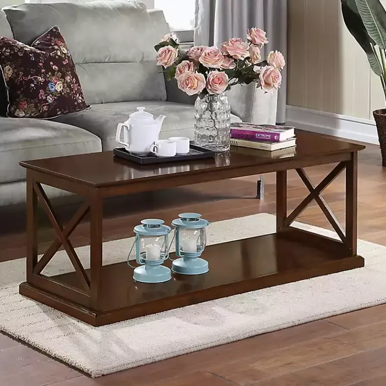 Kirklands Home Wood Double X Sides Coffee Table Brown Sale