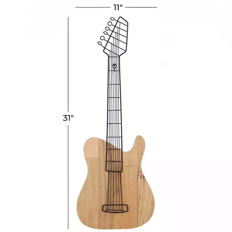 Kirklands Home Brown Wood Electric Guitar Wall Plaque New