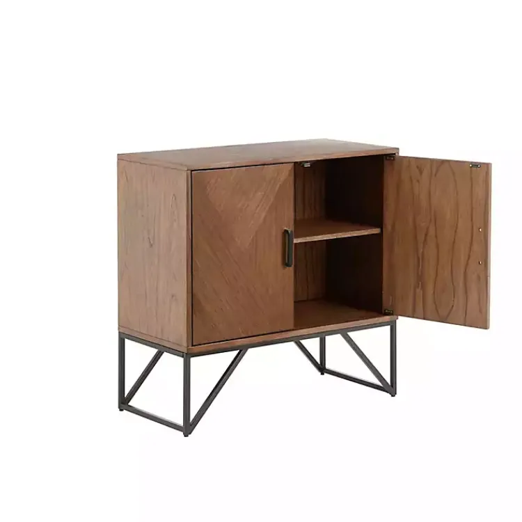 Kirklands Home Brown Wood Frame Metal Base 2-Door Cabinet Clearance