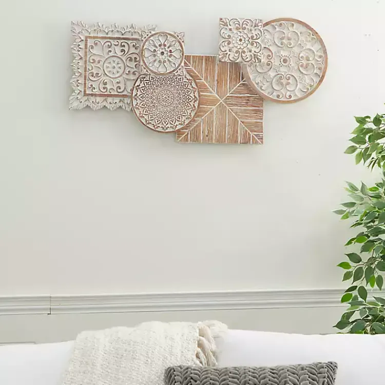 Kirklands Home Brown Wood Geometric Layered Shapes Wall Plaque Clearance