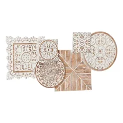Kirklands Home Brown Wood Geometric Layered Shapes Wall Plaque Clearance